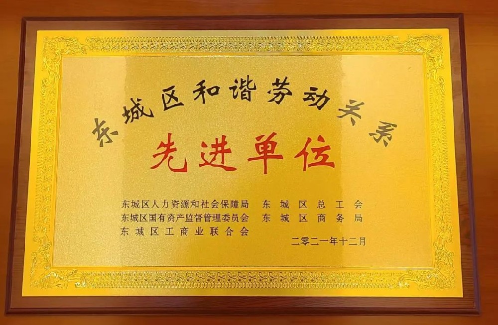 大龍集團榮獲“東城區(qū)和諧勞動關(guān)系先進(jìn)單位”光榮稱號